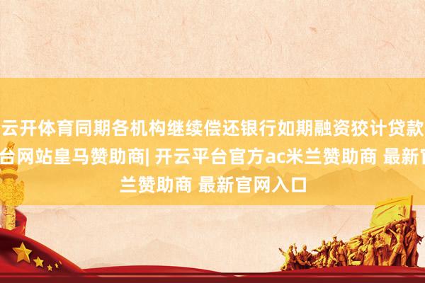 云开体育同期各机构继续偿还银行如期融资狡计贷款-开云平台网站皇马赞助商| 开云平台官方ac米兰赞助商 最新官网入口