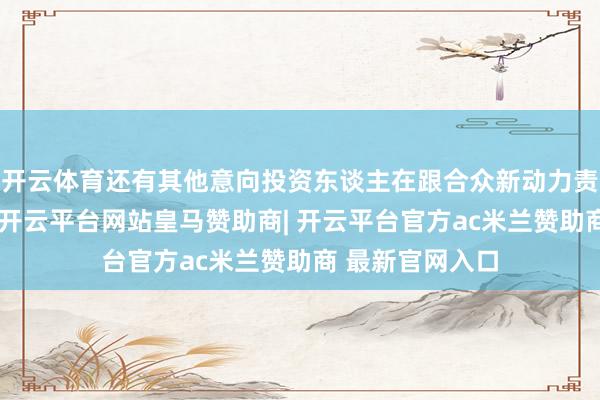开云体育还有其他意向投资东谈主在跟合众新动力责罚东谈主洽谈-开云平台网站皇马赞助商| 开云平台官方ac米兰赞助商 最新官网入口