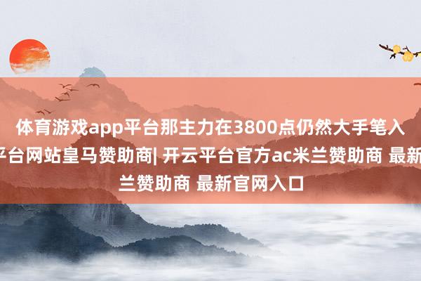体育游戏app平台那主力在3800点仍然大手笔入场-开云平台网站皇马赞助商| 开云平台官方ac米兰赞助商 最新官网入口