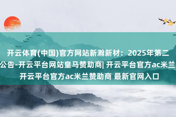 开云体育(中国)官方网站新瀚新材：2025年第二次临时激动会有考虑公告-开云平台网站皇马赞助商| 开云平台官方ac米兰赞助商 最新官网入口